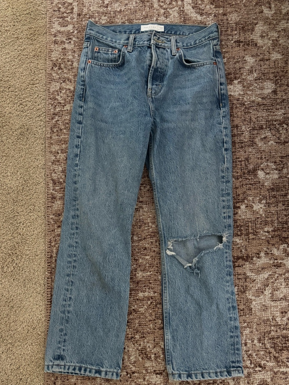 Top Shop Distressed Women's Straight Jeans